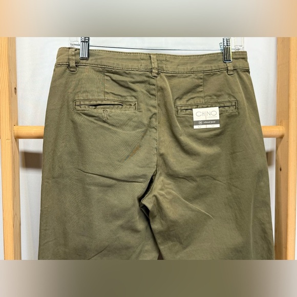 ANTHROPOLOGIE Olive Green w Black velvet stripe straight leg chinos size 28 - Picture 6 of 14